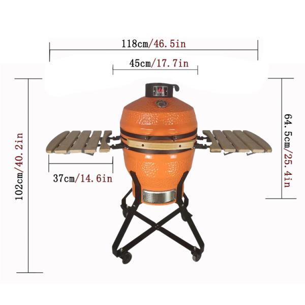 KIMSTONE 18 Inch BIG Kamado Ceramic BBQ Charcoal Grill EGG for PARTY Kamadokak