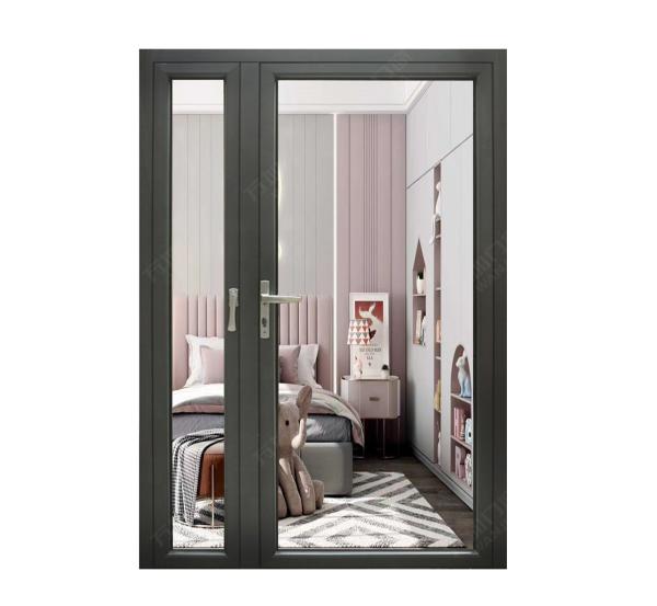 Customized Soundproof Aluminum Glass Swing Door Clear Tempered Glazed