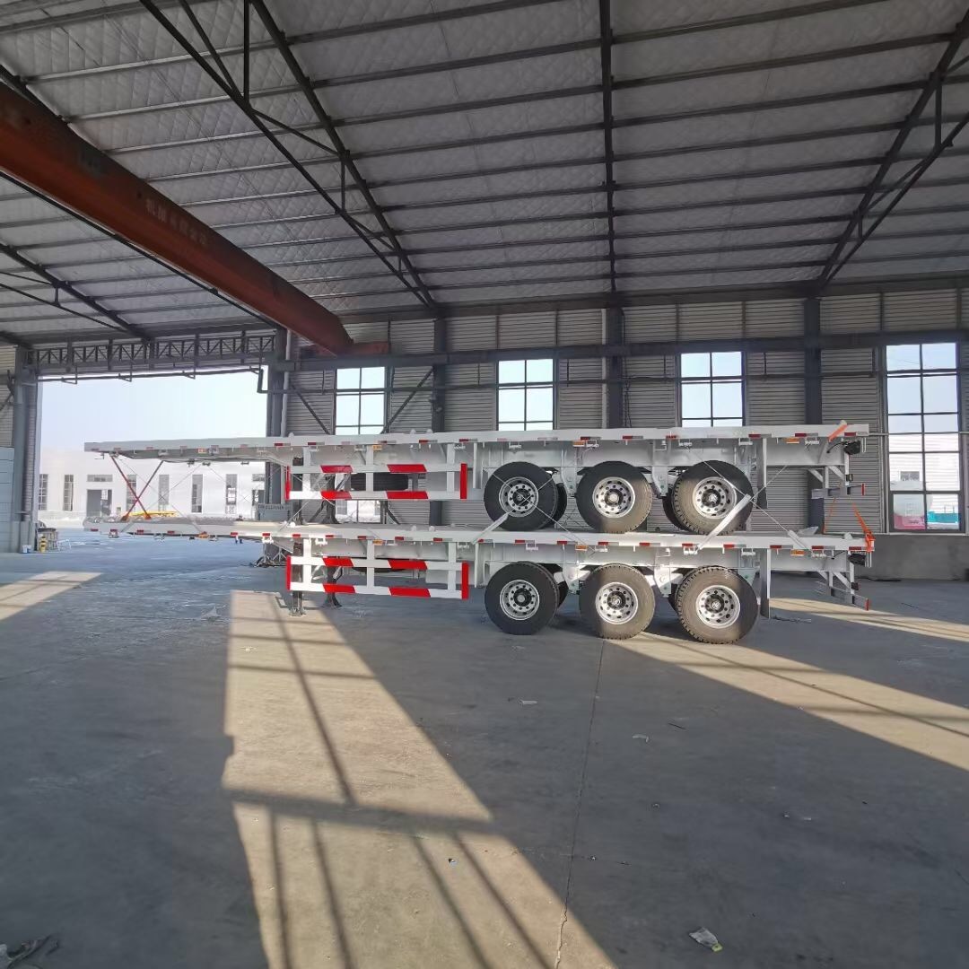 Container Flatbed Semi Trailer semi truck flatbed trailer featuring fifth wheel 90 designed for cargo transport and performance