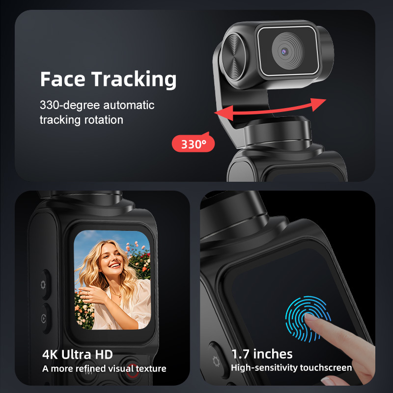 DLC M105 Handheld Gimbal Camera 330 Auto Tracking 4K 17-30x Optical Zoom 180 Min Recording WiFi 1.7 Inch Touchscreen Vlog Live