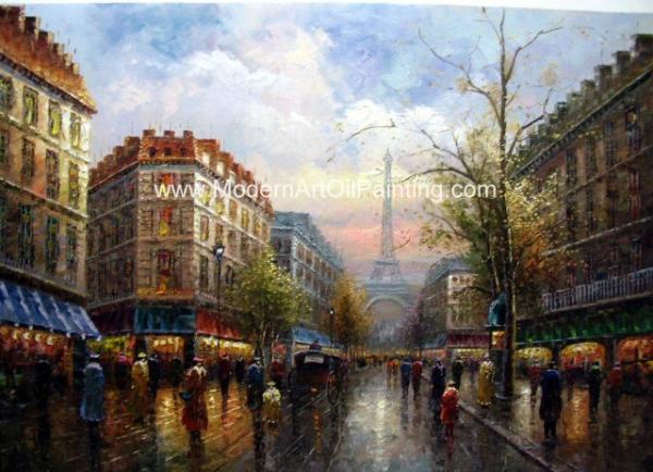 Thick Oil Colorful Paris Painting , Impressionism Wall Art Paris Street Living Room Deco