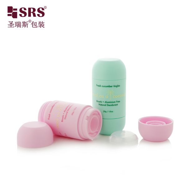 D054 SRS 30ml Deodorant Stick Case: Custom Tinted PP PCR Recycled Deodorant Packaging (Blush & Sage Hues)