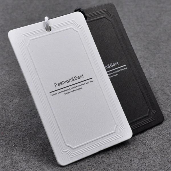 As sapatas 350gsm dos sacos revestiram Hang Tag Black White Print feito sob encomenda de papel