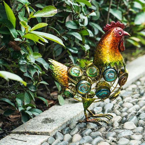 Artesanatos do jardim do metal coloridos jarda Art Ornaments da decoração do galo da pedra do esmalte