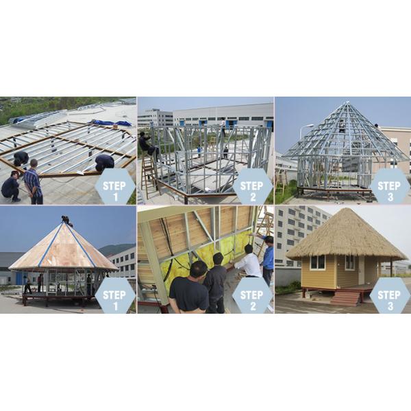 Светлое стальное обрамляя деревянное бунгало/высокие акустические бунгало пляжа дома изоляции