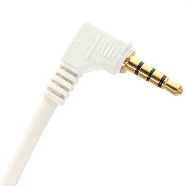 Custom White Gold Connector Male To Male Right Angle 3.5mm Jack TRRS Plug Stereo Audio Cable