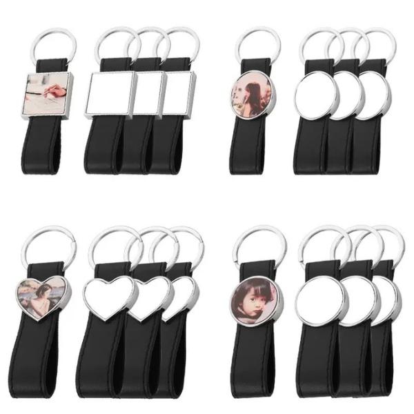 Custom Leather Strap Sublimation Key Chain DIY Printing Photo Metal Keychain Gift