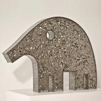 Estatua de elefante de flor de metal