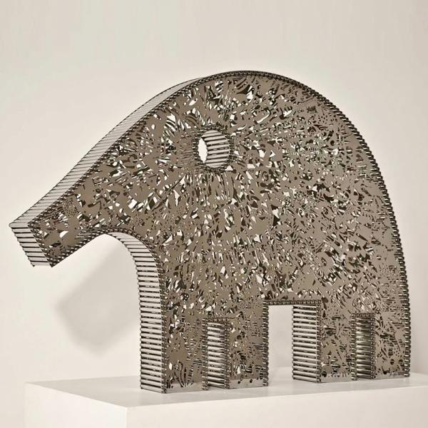 Metal Flower Elephant Statue –Stainless Steel Abstract Animal Art for Indoor/Outdoor Spaces