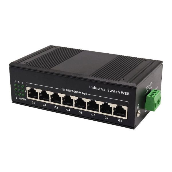8 Port Industrial Web Managed Switch PoE Ethernet Switch 8 Gigabit RJ45 Ports