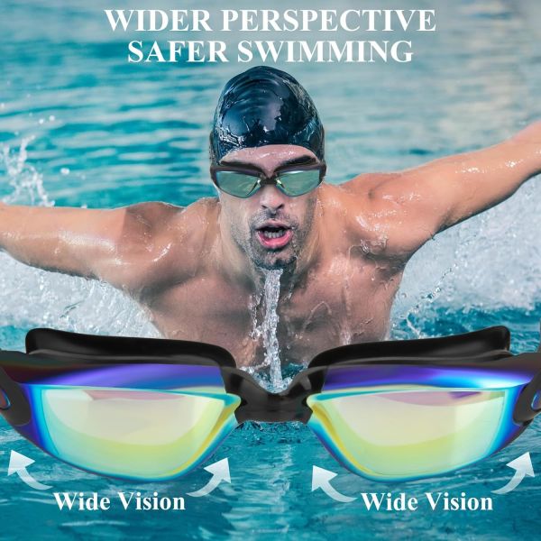 Fashionable Full Rim Anti Fog Swimming Goggles UV400 Protection For Adults