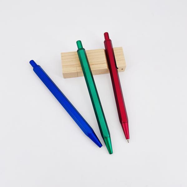 Design classique stylo à bille rétractable en aluminium à baril hexagonal