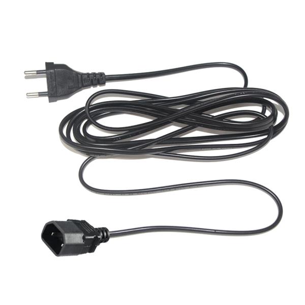 EU Plug To IEC C18 Power Cord Cable européen à courant alternatif à 2 broches pour adaptateur d'ordinateur portable, amplificateur audio, projecteur, imprimante, 250V 2,5A