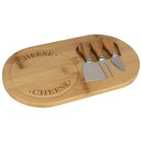 Plateau de service rectangulaire en bambou Avec des outils de couteau à fromage à main