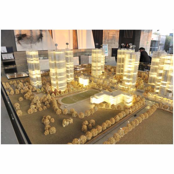 1:100 Real Estate Scale Model Residential With Illuminated Green Spaces Sports Facilities