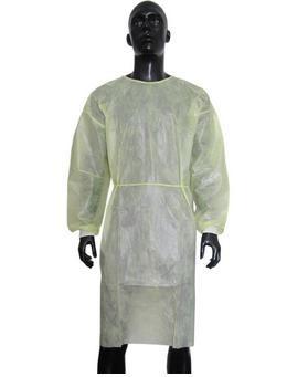 Yellow Disposable Protective Gowns Non Woven Isolation Gown 20 Gsm – 40 Gsm