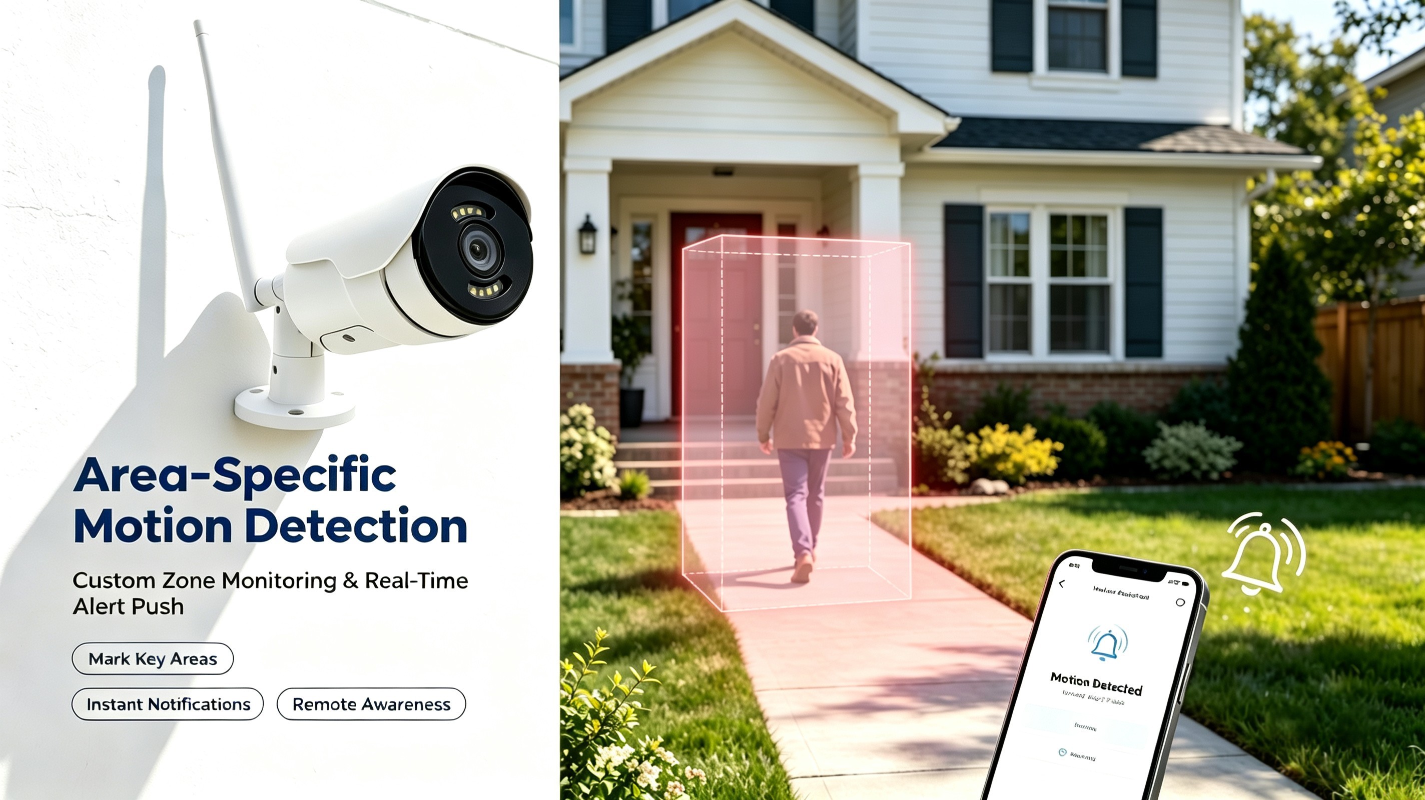 5MP Outdoor WiFi Security Camera, Eseecloud APP Remote Viewing, IP66 Weatherproof, Smart Motion Detection, Built-in Siren & Microphone, Dual Mode Night Vision Home Surveillance Camera