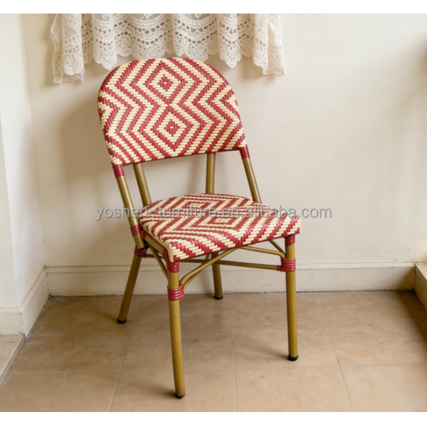 Hot Selling Bamboo Style Chair Resort Deck Rattan Wicker Chair Outdoor Patio Aluminum Dining Chair