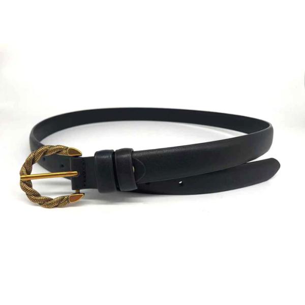 Black 2.5cm Women's Fashion Leather Belts Metal Pin Buckle