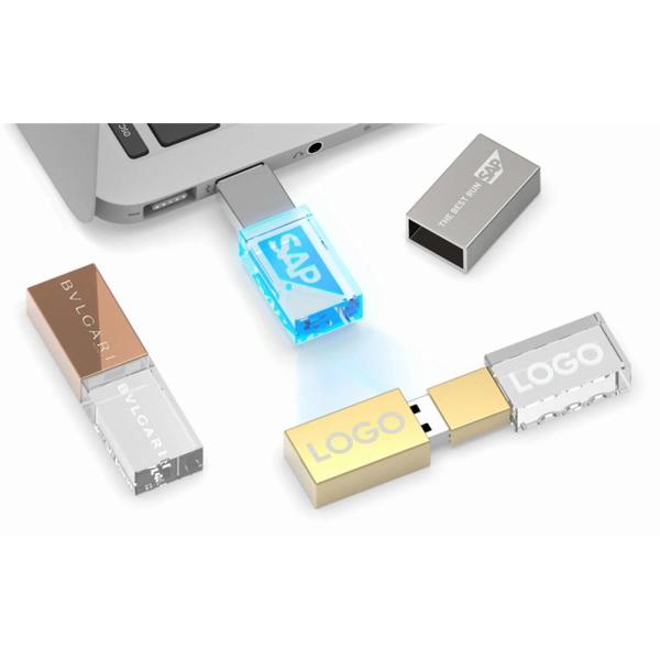 Настроенный 4GB 8GB 16GB Кристальный USB-накопитель с гравюрой логотипа