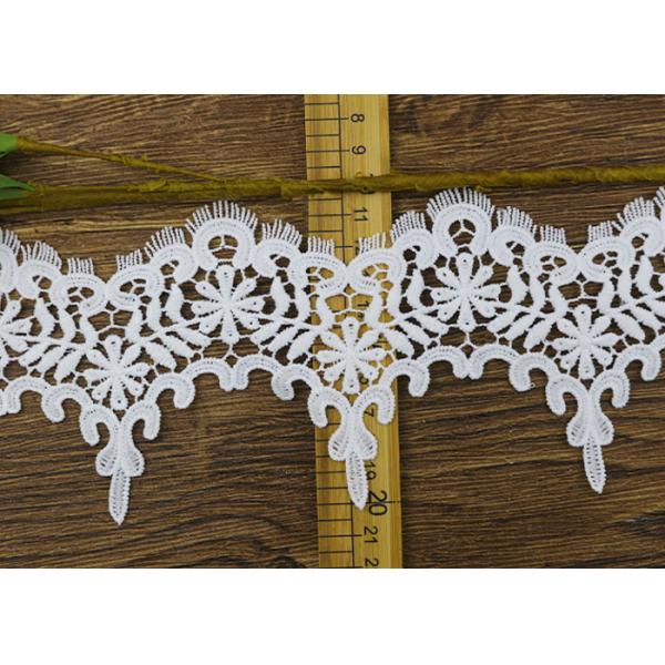 Wedding Guipure Polyester Lace Trim Azo Free DTM Dyeing Color For Bridal Dress