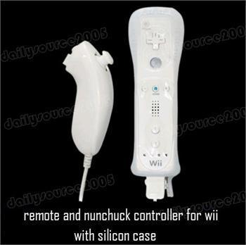 Third Party Wii Remote Nunchuck Controller With Wrist Silicone Case For Game, Golf Club