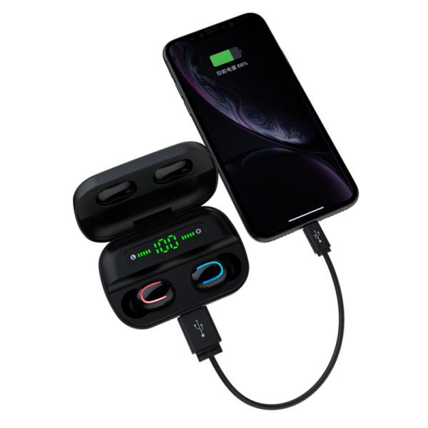 Small In-Ear Bluetooth Binaural Earphone TWS Wireless Stereo Headphone with LED Screen Display Charging Case Power Bank