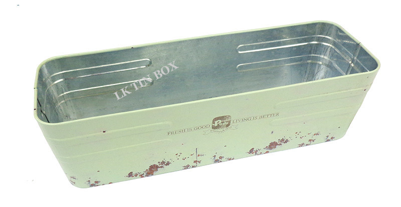Metal Tin Bucket Rectangular Flower Vegetables Plants Herbs Growing