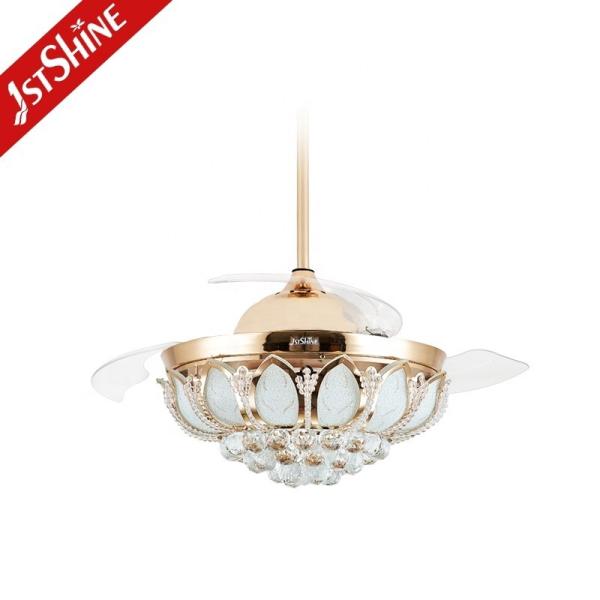 Ventilador de teto LED com lâmina dobrável de 42 polegadas de ouro / OEM com luz e lâminas LED