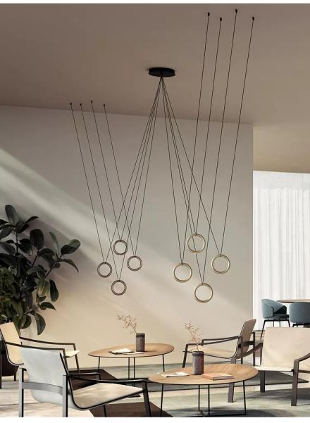 Italian Designer Metal Circular Ring Lamp Restaurant Bar Studio Creative Ring Pendant Lamp(WH-AP-598)