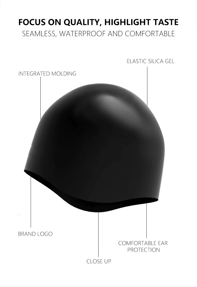 Silicone Material Waterproof Anti-Slip Swimming Cap Swim Hat for Training and Water Sports