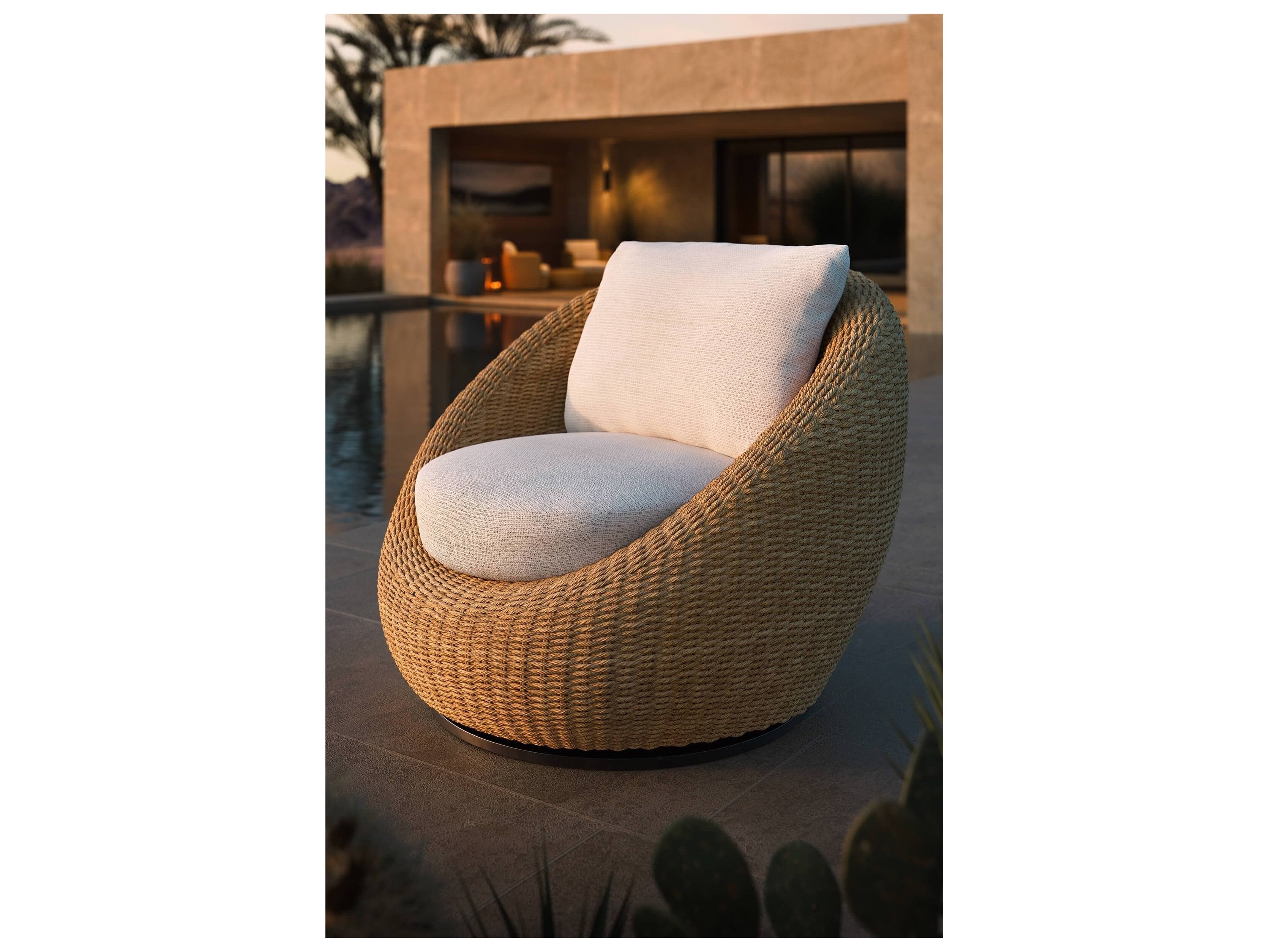 Round Wicker Woven Patio Furniture Outdoor Swivel Lounge Chair. Jen SN-2666