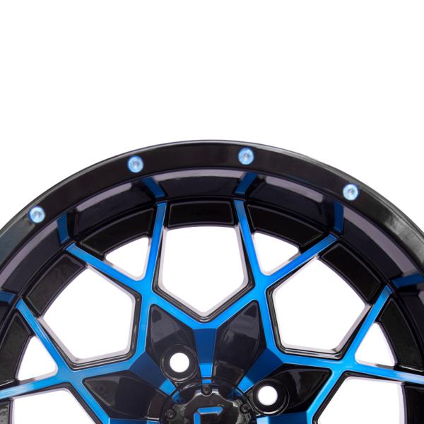 Le chariot de golf personnalisable de 14 pouces borde l'alliage d'aluminium noir brillant bleu borde ET-25
