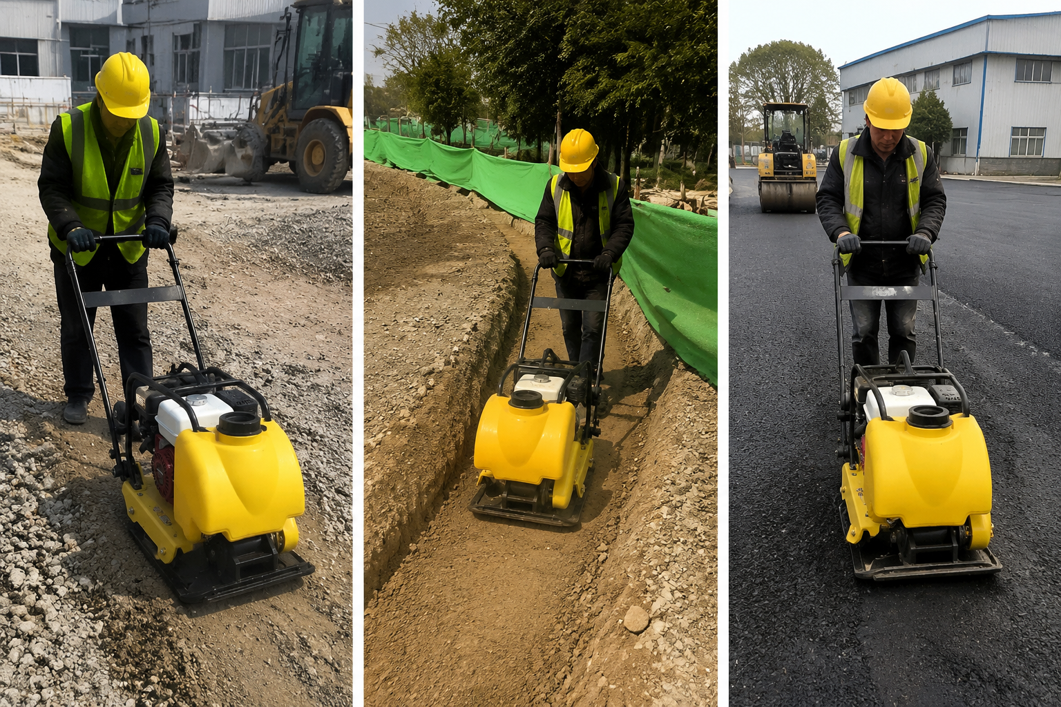 STP90 Gasoline Plate Compactor 13kN Force Construction Compaction Machine for Soil Asphalt