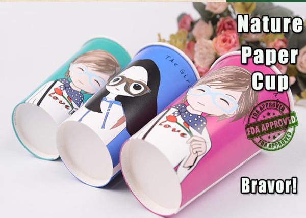 8 Oz Vending Heat Proof Paper Cups , Water Based Ink Logo Printed Paper Coffee Cups