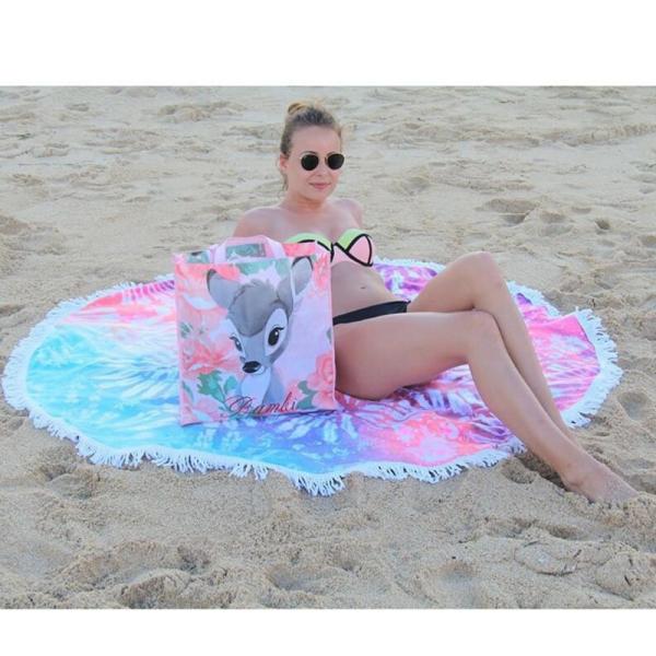 Comfortable Cotton Round Beach Towel Moisture Proof Custom Beach Towels