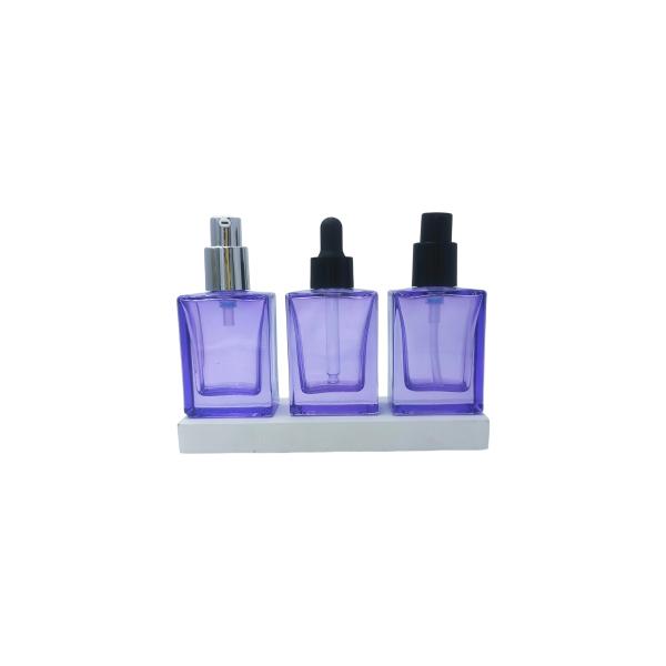 Botella de suero para ojos de vidrio cuadrado de 30 ml personalizable con gotero para suero cosmético - reciclable