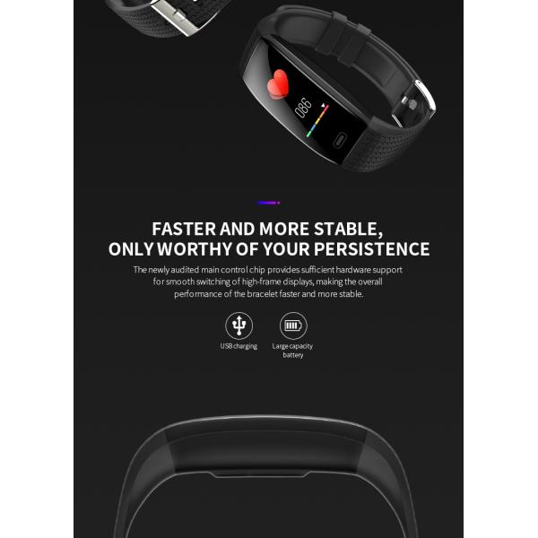 Pulsera elegante de la pantalla táctil de la prenda impermeable IP67 del reloj de Rate Blood Pressure Oxygen Ladies del corazón T15