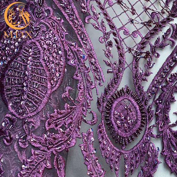 Полиэстер ткани шнурка Bridal мантии французский вышитый бисером Handmade подгонял