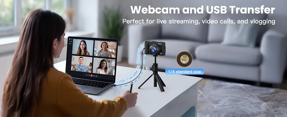 4K Digital Vlog Camera Flip Screen Autofocus Digital Camera With 48MP WiFi