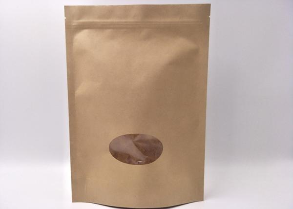 Moisture Proof Kraft Paper Stand Up Pouches Laminated PP Preserve Fragrance