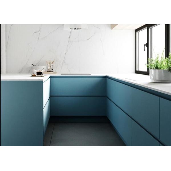 1.6M E1 Grade Wood Island Kitchen Cabinets Painted  Island Quartz Top