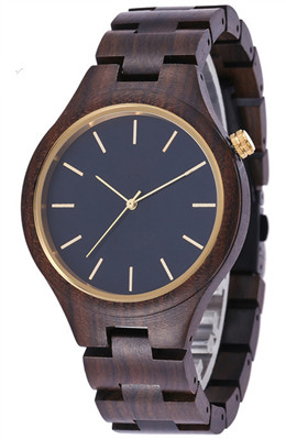 Black sandal quartz movement wood watch cheap price good quality timekeeper men wood watch