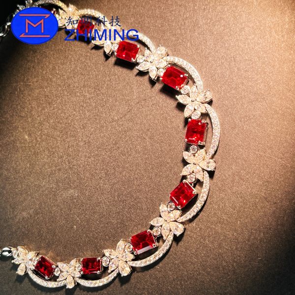 Custom Gemstone Jewelry Lab-Grown Pigeon Blood Red Sapphire Necklace