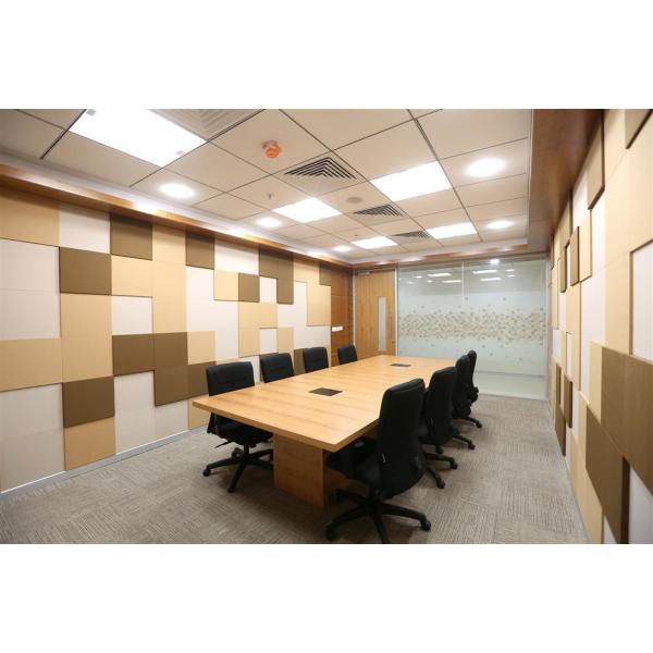 Absorción de sonido de panel de pared acústico de tela de fibra de vidrio de 50 mm