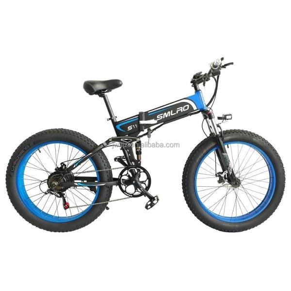 Electric Bike Fat Tire Folding 13AH SMLRO S11 26x4.0 Inch 48V 1000W Motor 7 Speed