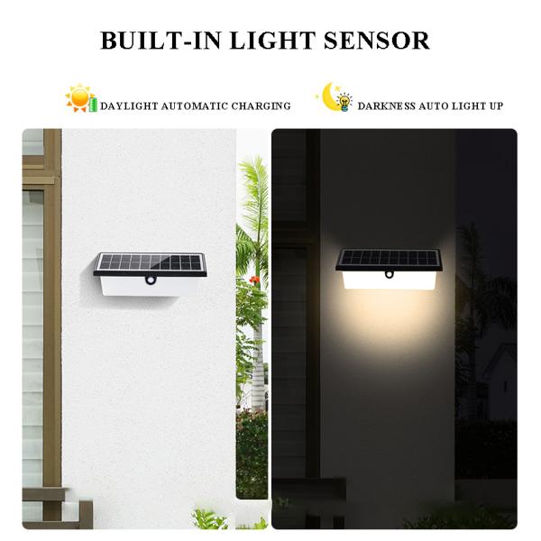 Waterproof Solar Wall Light Outdoor LED Motion Sensor Decor Lamp for Garden Wall Mount