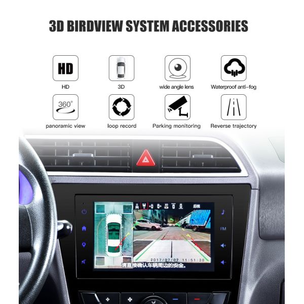 360° Bird's Eye View Camera Kit for Small Cars with Waterproof HD Reversing Cameras