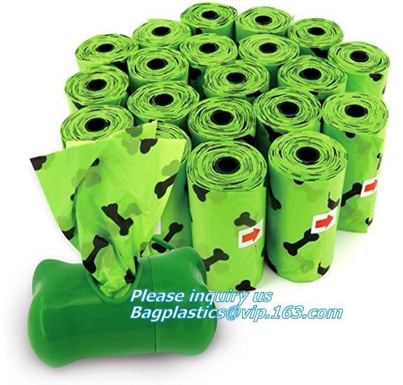 cornstarch 100% compostable biodegradable dog poop bags, compostable pet poop dog print bags, Pick Up Waste Pet Dog Poop