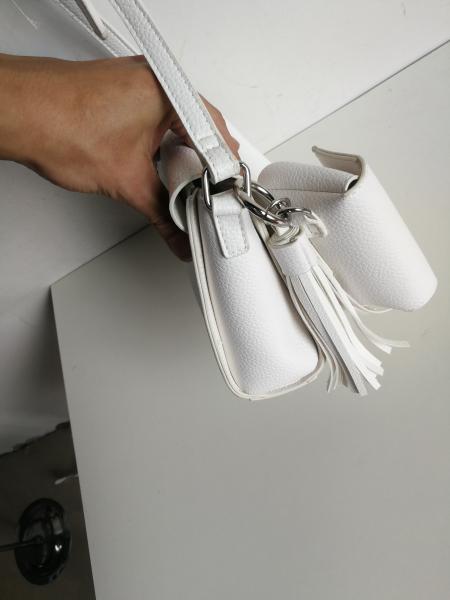 Small Crossbody bag with purse and tassel onside classic white colour for women shoulder bag handbag